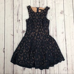 Navy Blue Mini Dress w/ See-Through Lace